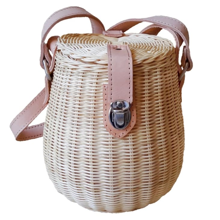 Katutude Borsa rotonda in rattan, bohémien fatto a mano in rattan, borsa a tracolla in paglia da donna intrecciata a tracolla per viaggi quotidiani, uso