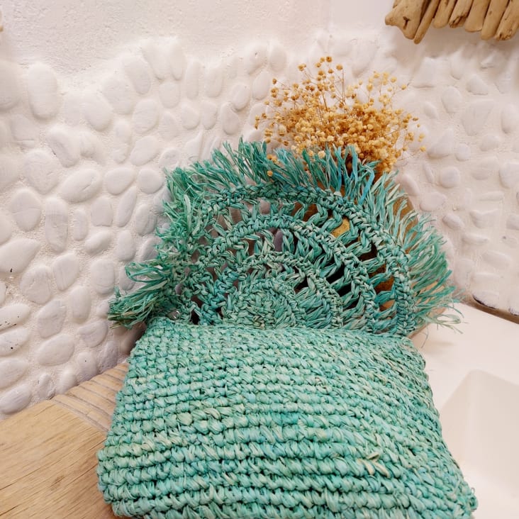 Pochette chic en raphia, turquoise BONA | Maisons du Monde