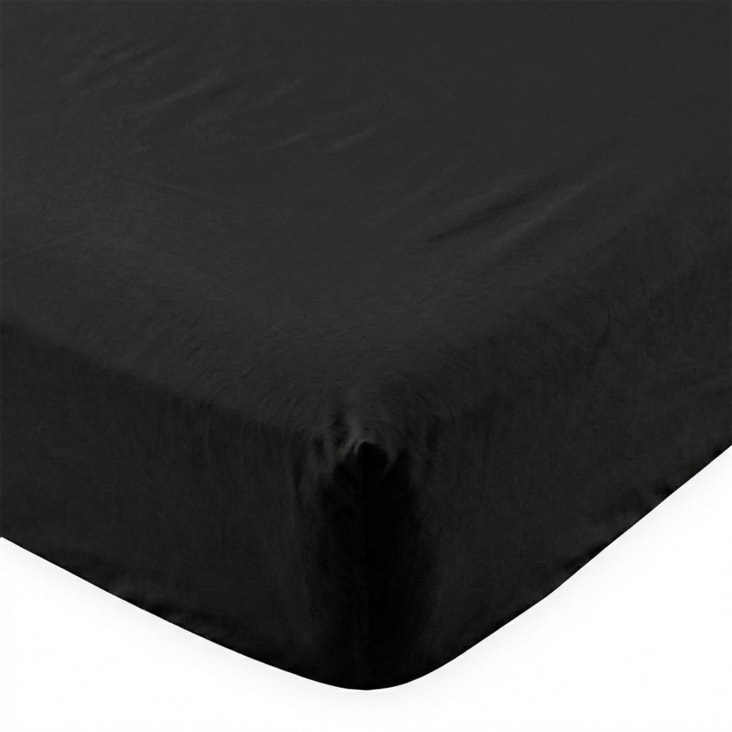 Homescapes Lenzuolo Con Angoli In Cotone Egiziano 100% – 200 Fili, Nero, 140x200 Cm (Profondità 25 Cm)