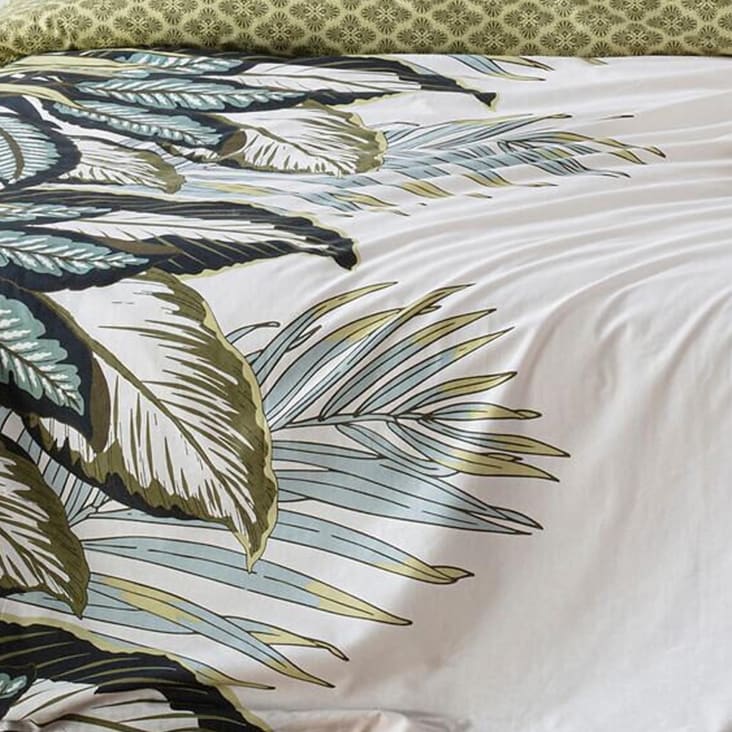Parure de lit au style tropical coton vert olive 240x220 cm