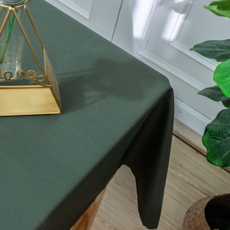 Nappe carrée et enduite antitache polyester vert olive 180x180 cm