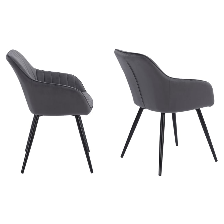 Lot de 2 chaises style fauteuil velours gris anthracite - Made In