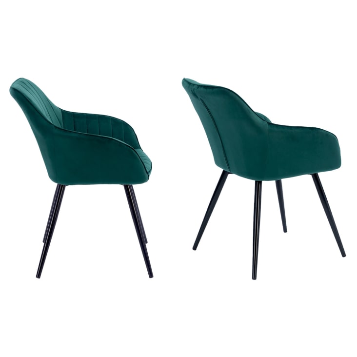 2er-Set Stühle im Vintage-Stil aus grünem Samt Bertille