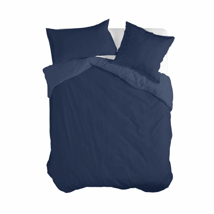 Funda de almohada 100% Algodón Azul marino 50x75 (x2) [Cama 150/160] BASIC
