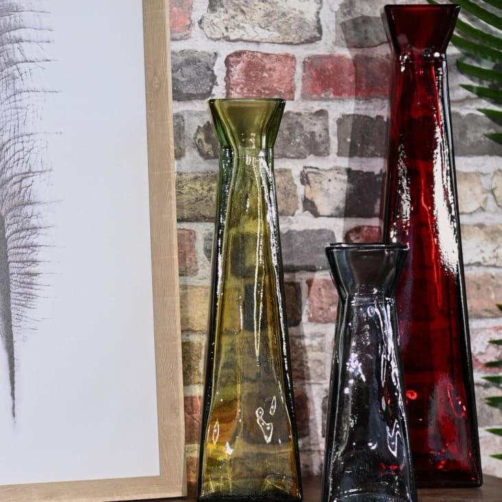 Vase en verre recyclé  rubis 45 cm-Gotland cropped-3