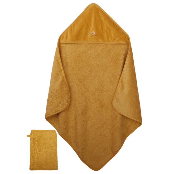 Cape De Bain + Gant En Gaze De Coton Bio - Ensemble Léger Pour Soins De Peau Et Toilette Bébé