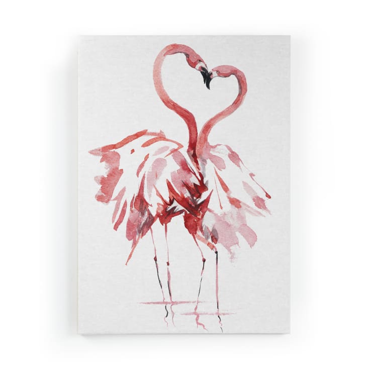 Peinture sur toile 60x40 imprimé HD amour Flamant Rose-FLAMINGO LOVE
