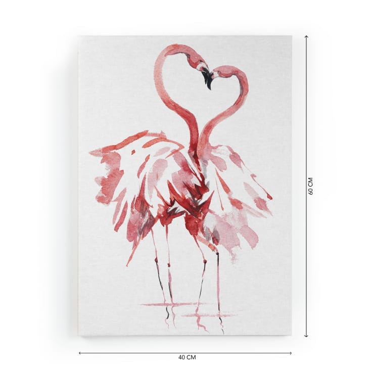 Peinture sur toile 60x40 imprimé HD amour Flamant Rose-FLAMINGO LOVE cropped-3