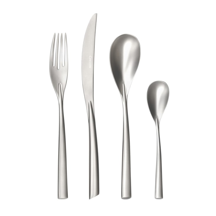 Set di posate da 24 pezzi in acciaio inox + rivestimento grigio