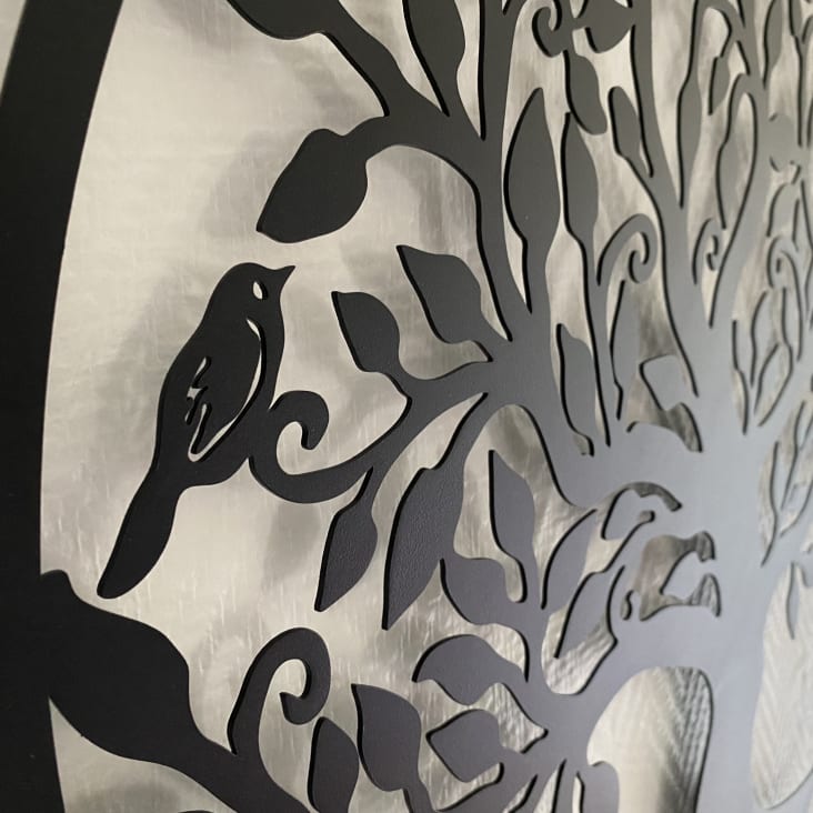 Arbre de vie en acier noir mat pour décoration murale