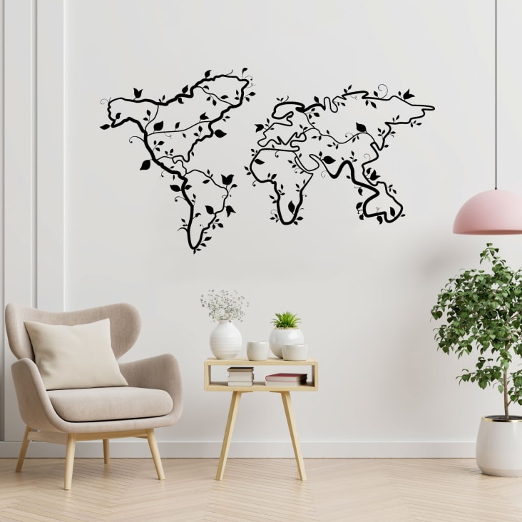 Carte du monde - Noir (96 x 62 cm) Décoration murale métal noir