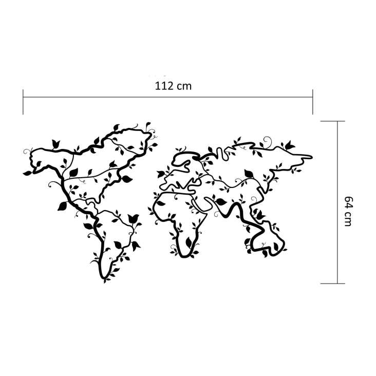 Déco murale carte du monde lierre en métal noir 112x64 cm cropped-6
