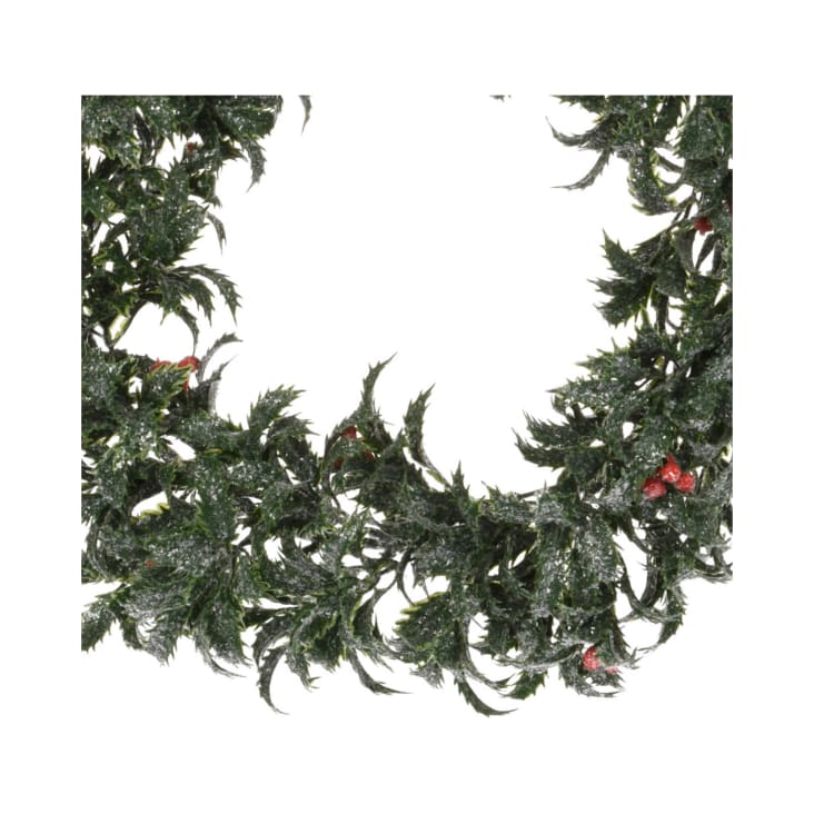 Couronne de l'Avent enneigée synthétique décoration Noël Houx - 35cm cropped-2