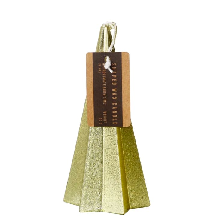 Bougie de Noël dorée pyramide - 5.5x5.5x11cm cropped-3