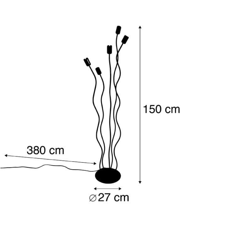 Lampada da terra design nera 5 luci WIMME