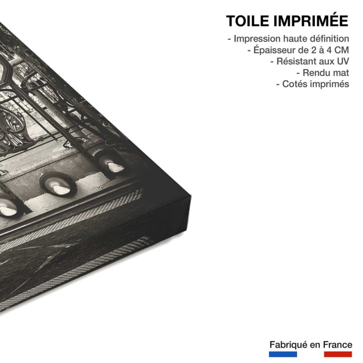 Tableau Décoratif Toile - Bus De Londres Vintage - Noir Et Blanc - Format 152x78 Cm - Moderne - Fabriqué En Italie