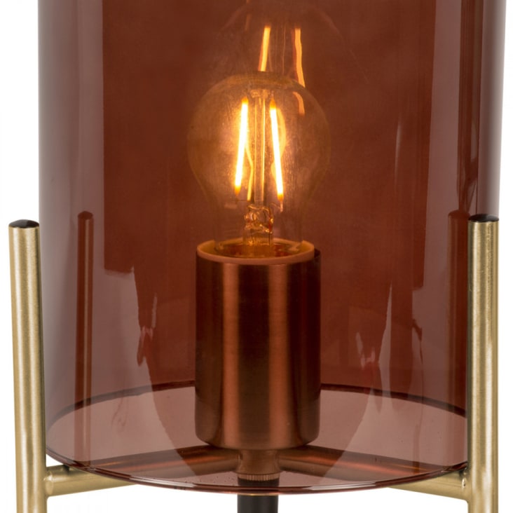 Lampe de table en verre marron diam 16x30cm-Blown glass cropped-3
