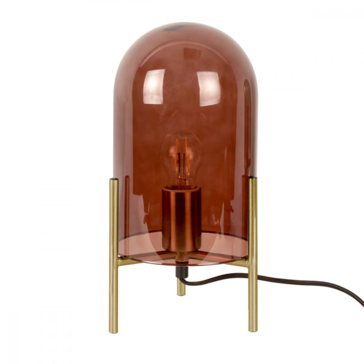 Lampe de table en verre marron diam 16x30cm-Blown glass cropped-4
