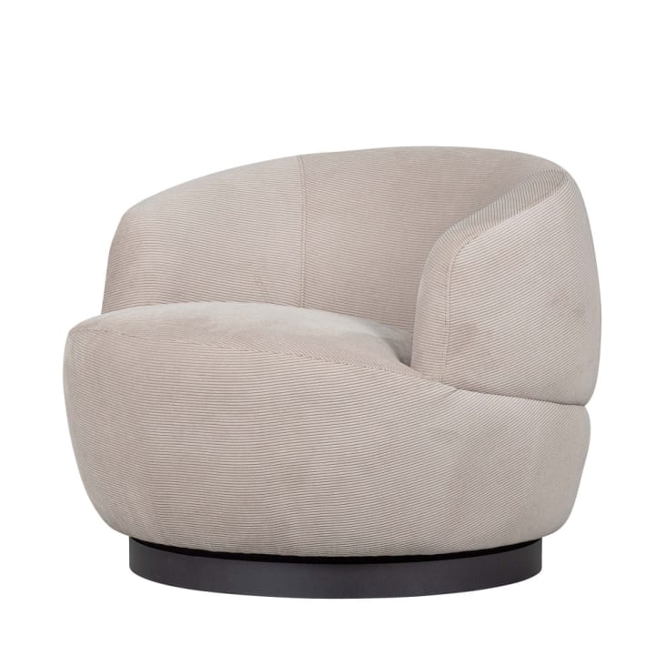 Drehbarer Sessel aus Samt, natürlich-Woolly cropped-3