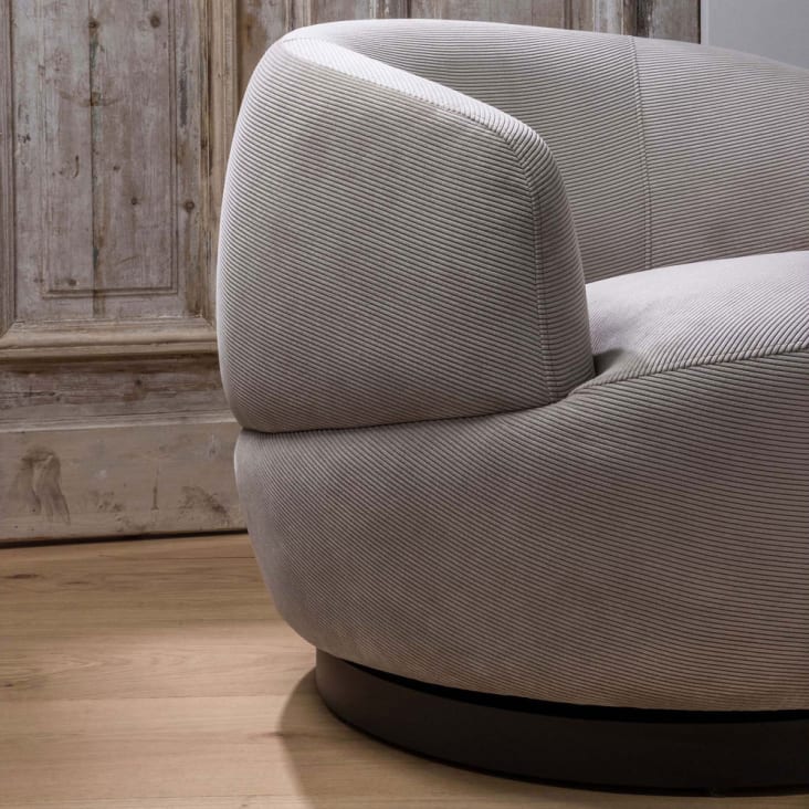 Drehbarer Sessel aus Samt, natürlich-Woolly cropped-6
