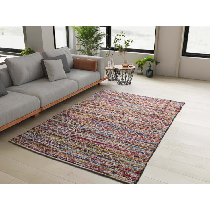 Tappeto riciclato in stile etnico multicolore, 150X220 cm REUNITE