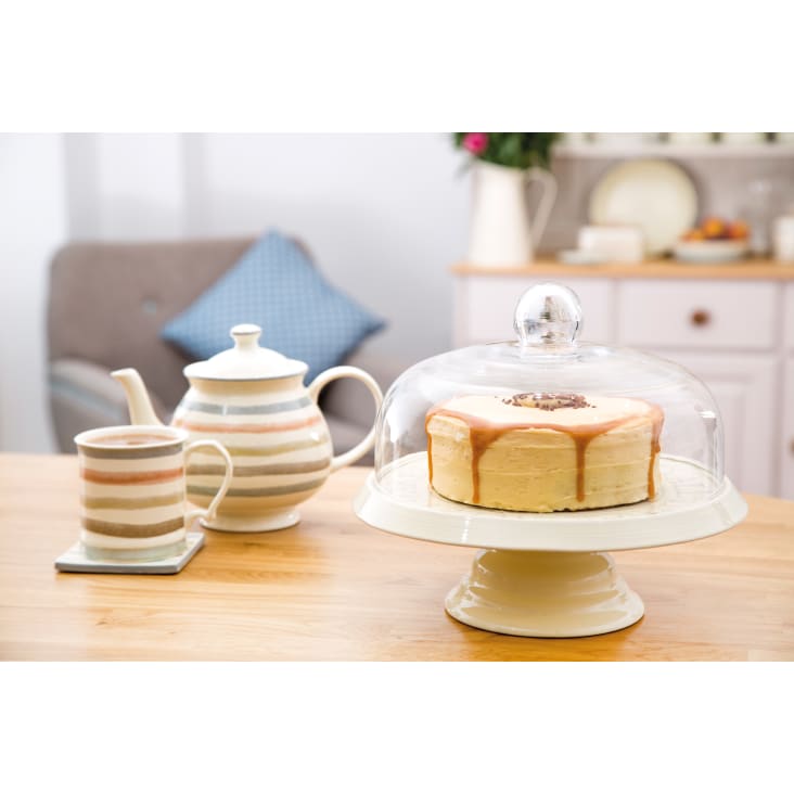  Soporte para tartas de cerámica con cubierta de vidrio, mesa de  postre para tartas altas blancas multiusos para tarta de té, bandeja de  pasteles de boda, torre para magdalenas (tamaño pequeño) 
