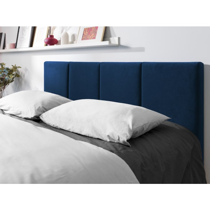 Cabecero de cama terciopelo azul