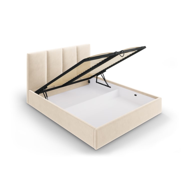 Cama 90 x 200, cama infantil en forma de caja de cartón con somier y  respaldo de listones de madera