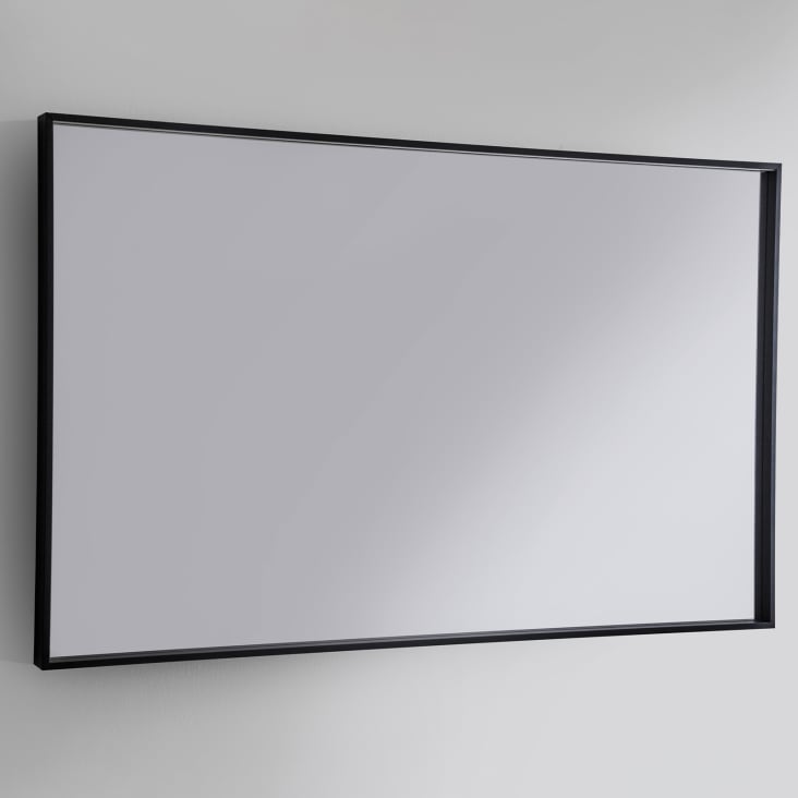 Specchio rettangolare con profilo in alluminio nero matt 