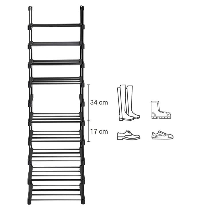 Scaffale per scarpe in ferro nero con 10 livelli modulari - A 174 cm