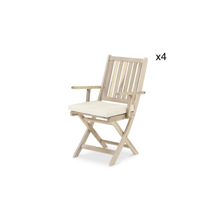 Conjunto de jardín comedor mesa plegable redonda 90cm + 4 sillas sin brazos  de balcón - Java Light - Kerama