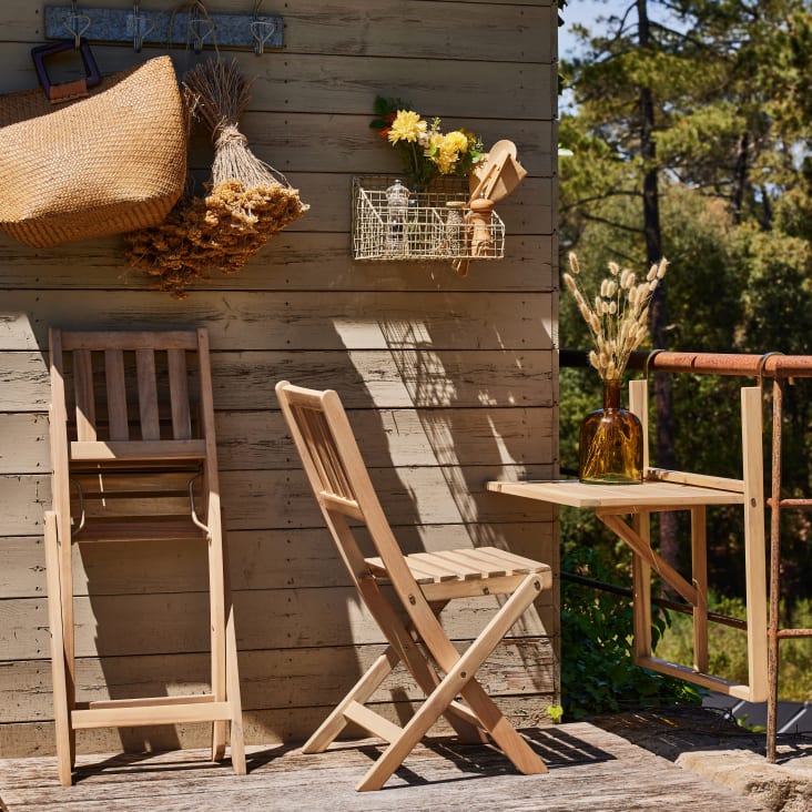 Legno Tavolino Da Balcone Pieghevole Con Sedie Set Tavolino E