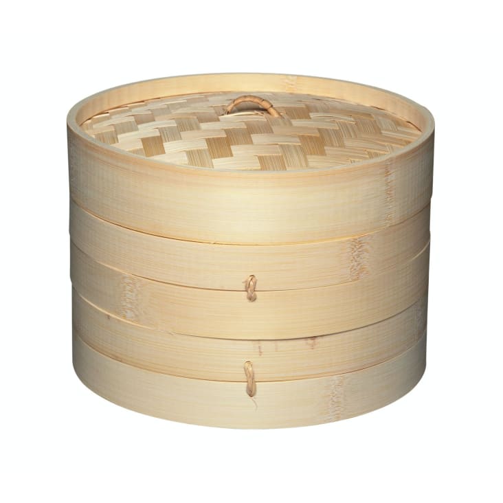 Cestello per cottura a vapore in bambù marrone a 2 livelli
