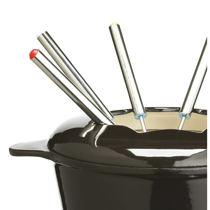 5) Le Creuset Service à fondue fonte émaillée couleur marron - Arts de la table
