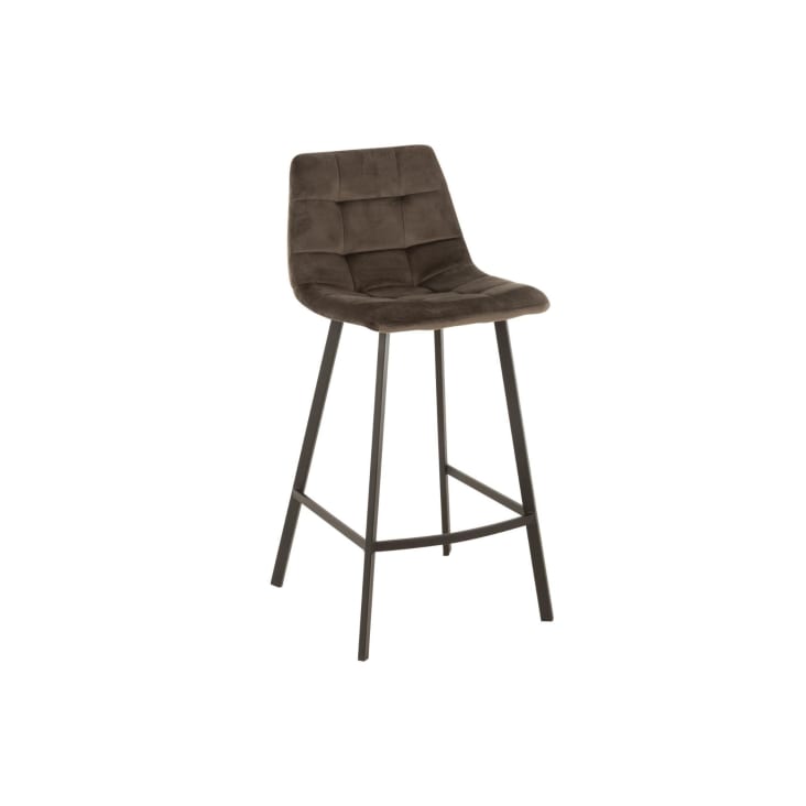 Chaise de bar en velours peau de pêche et en métal noir ( lot de 2)-OLIVIA cropped-2