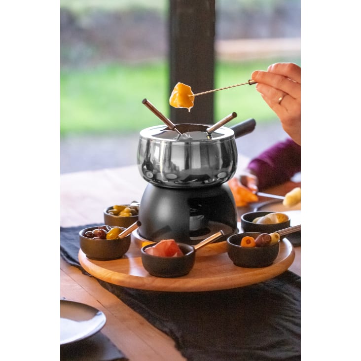 Kit fondue au chocolat suisse avec mini caquelon en porcelaine