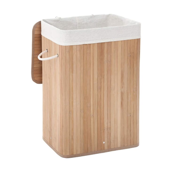 Panier de rangement en plastique recyclé avec couvercle en bambou - 10  litres - ON RANGE TOUT