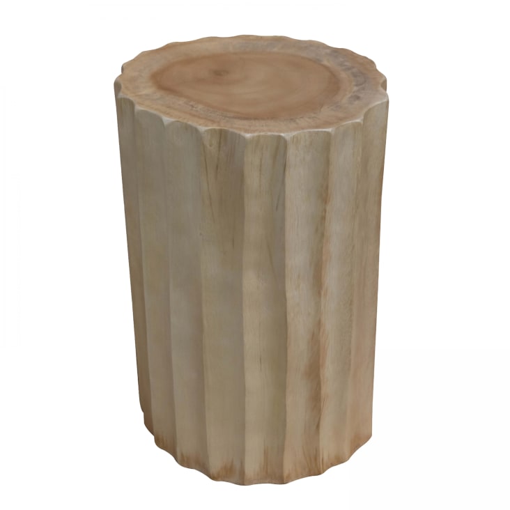 Sgabello intagliato in legno di suar massiccio Bonjo