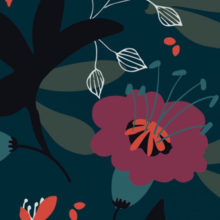 papel pintado floral azul real