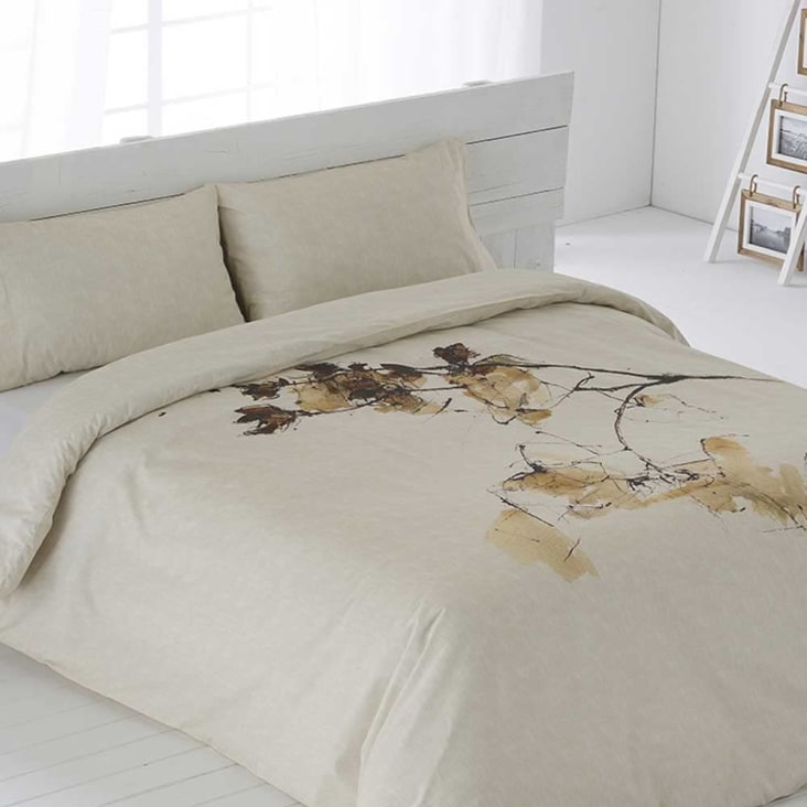 Funda nórdica percal algodon hilos beige 240x220 cama 150 JAPAN | Maisons du Monde