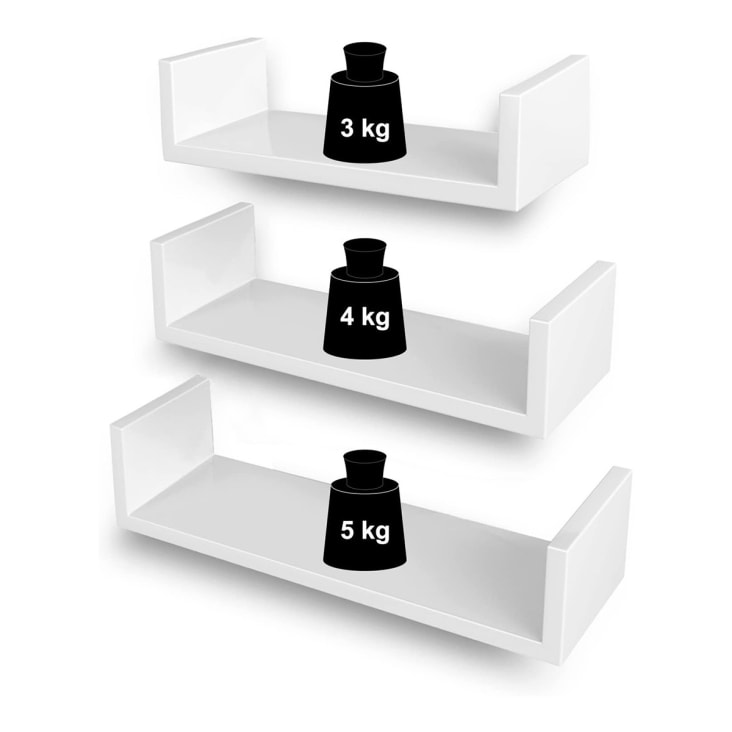 Juego de 3 cubos estantes de pared 25 x 25 x 9cm color blanco