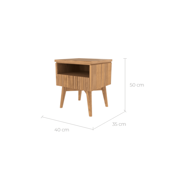 Table de chevet en bois de teck, 1 tiroir et 1 niche-Filippis cropped-3