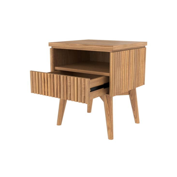 Table de chevet en bois de teck, 1 tiroir et 1 niche-Filippis cropped-4
