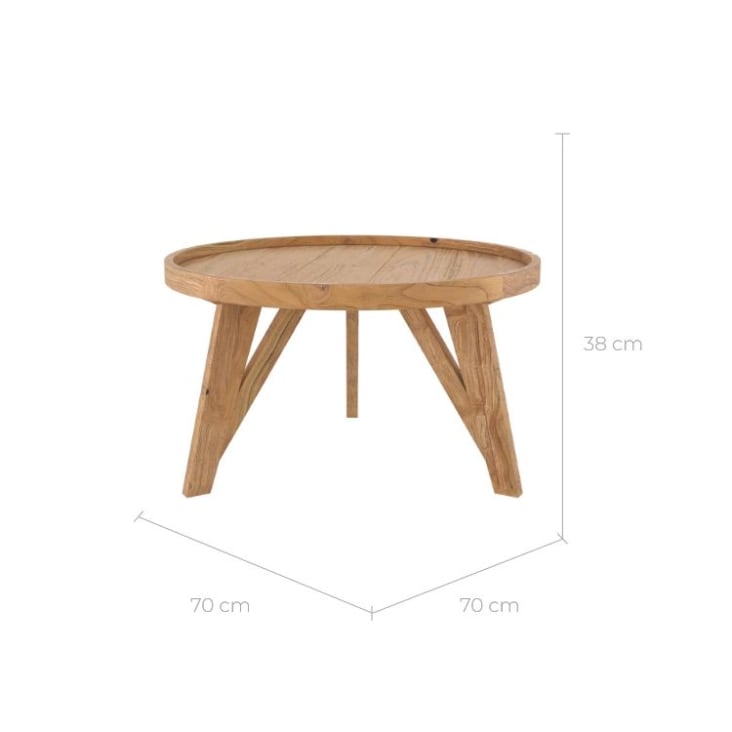 Tavolino rotondo in legno di teak riciclato D70 cm Suri