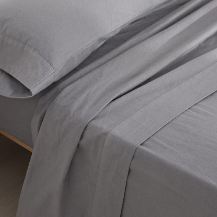 Juego de sábanas franela gris cama de 150/160 100% algodón cropped-2