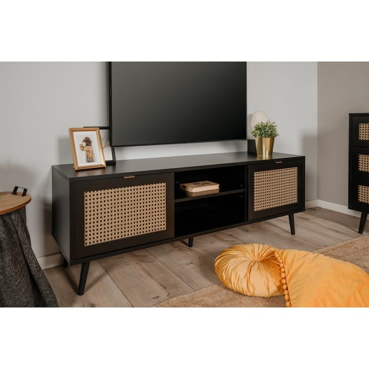 Mueble TV de diseño con puertas abatibles de cajón 200cm Daiquiri  Anthracite L