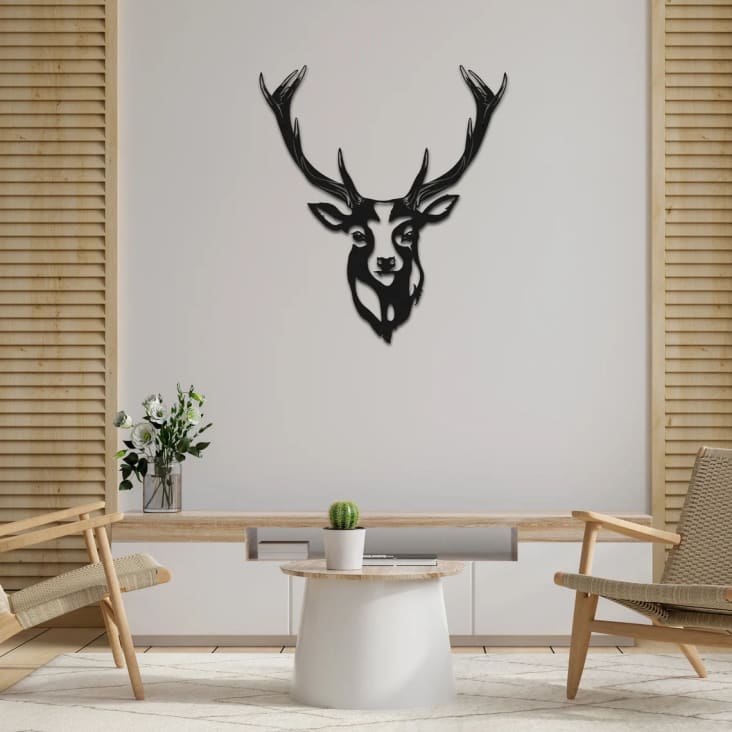 Wanddekoration Hirsch aus Metall, 40x45 cm, schwarz ANIMAL | Maisons du  Monde
