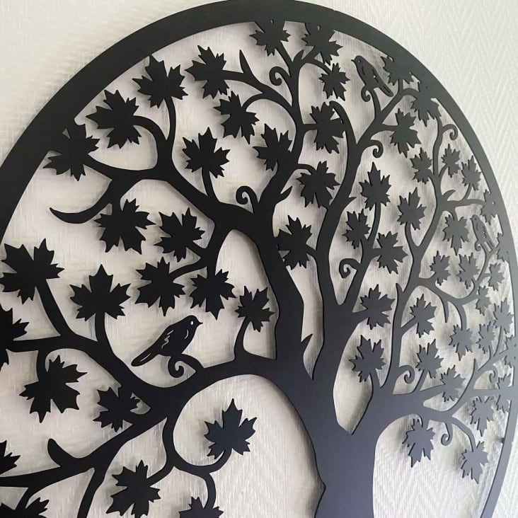 Déco murale arbre de vie feuilles d'érable en métal 30 cm