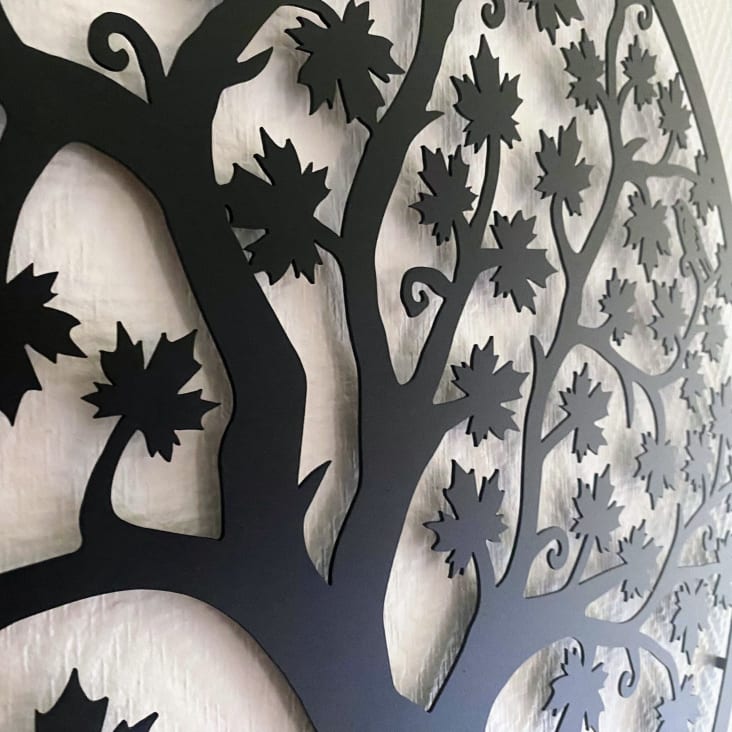 Déco murale arbre de vie feuilles d'érable en métal 30 cm