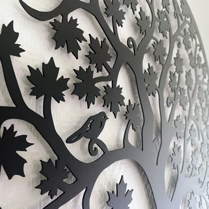 Art mural en métal, arbre en métal de la vie Décoration murale Silhouette  Art, arbre de vie Art, pour cadeau intérieur Cadeau extérieur Jardin  Décoration de la maison (30x30cm)